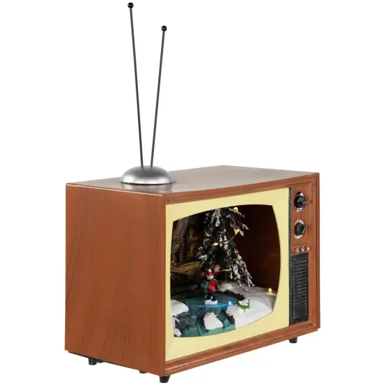 Northlight LED Lighted Animated Musical TV with Ice Skating Scene Christmas Display - 9.25" Brown {5}