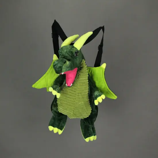 Magical Furry Plush Green Dragon Mini Backpack {5}