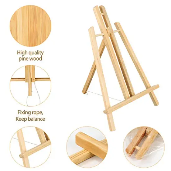 4Pc Wooden Easel,16"Table Top Easel,Easel for Painting canvases,Foldable A Frame Wood Easel Adjustable Table Easel for Kids,Oil Water Painting,Students Classroom Etc. {6}