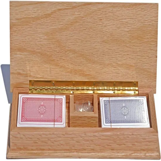 WE Games 3 Track Sprint Cabinet Cribbage Set with Metal Pegs & 2 Card Decks {6}