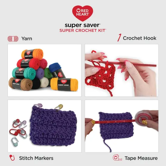 Red Heart Super Saver Super Yarn Crochet Kit W/Accessories {3}