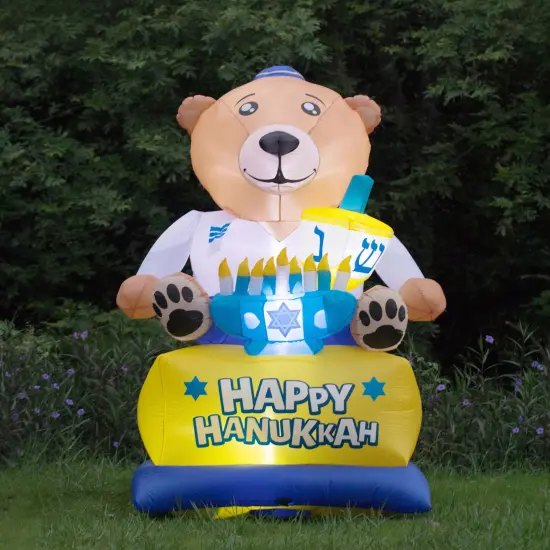 Giant Hanukkah Inflatable Bear - Yard Decor with Built-in Bulbs, Tie-Down Points, and Powerful Built in Fan {2}