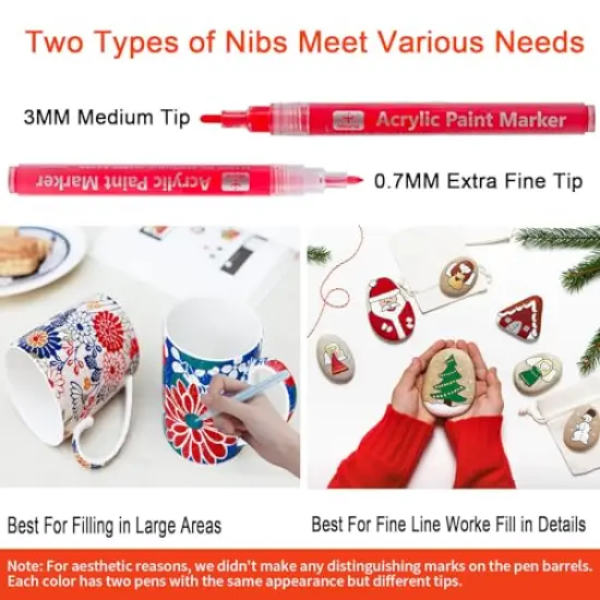 36 Acrylic Paint Markers Pens for Pumpkins Painting Canvas Ceramic Rocks Wood Plastic Craft Supplies for Graffiti Christmas Easter Egg {6}