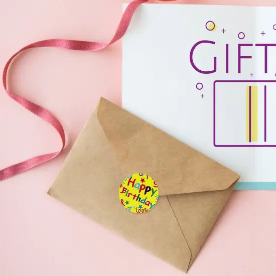 Wrapables 1 Inch Reward, Birthday, Thank You Stickers for Teachers, Students, Classrooms, Party Favors, Gifts, Boxes & Bags (1000pcs) Happy Birthday {4}