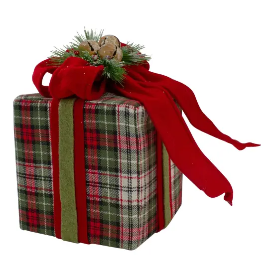 Northlight 9" Red and Green Plaid Christmas Present Decoration with Bow {3}