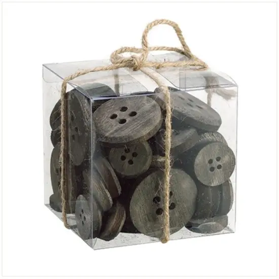 Allstate 4" Clear and Gray Country Cabin Assorted Rusted Buttons in Decorative Box {1}