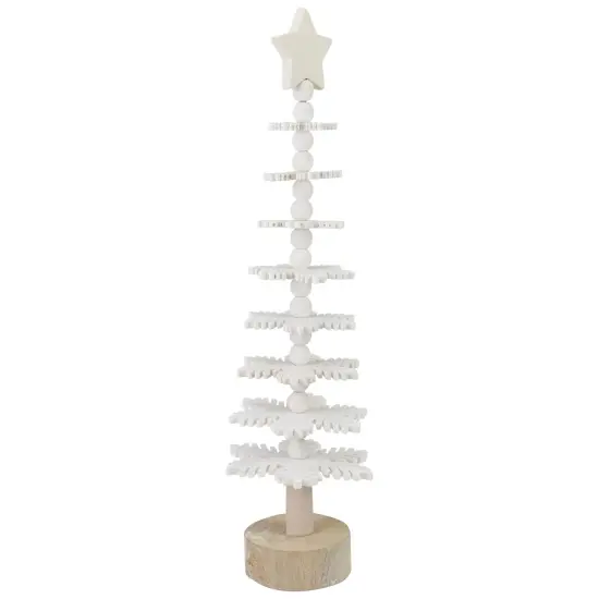 Northlight Wooden Snowflake Cutout Christmas Tree with Star Decoration - 16" - White {7}