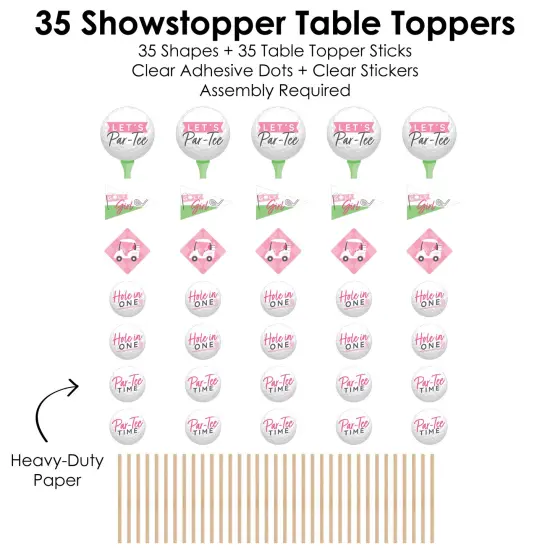 Big Dot of Happiness Golf Girl - Pink Birthday Party or Baby Shower Centerpiece Sticks - Showstopper Table Toppers - 35 Pieces {7}