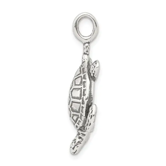 Sterling Silver Antiqued Sea Turtle Pendant Charm Jewerly 23mm x 16mm {4}