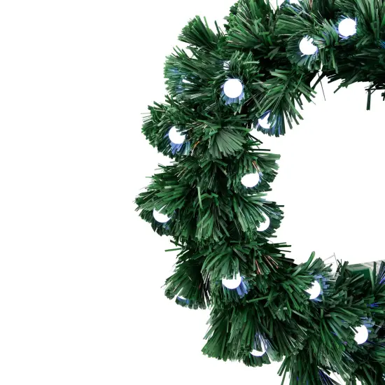 Northlight Pre-Lit Color Changing Fiber Optic Globe Lights Artificial Christmas Wreath, 12-Inch Green {4}