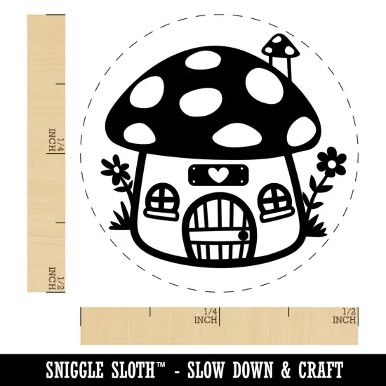 Cute Mushroom Gnome Home Self-Inking Rubber Stamp for Stamping Crafting Planners Yellow {1}