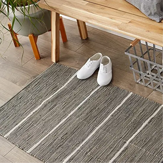 DII Gray and Cream Farmhouse Check Rug 26x40 inches {3}