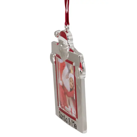 Northlight Embellished "Santa and Me" Photo Frame Christmas Ornament - 3.5" - Silver and Red {4}