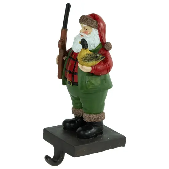 Northlight 8.5" Hunter Santa with Duck Christmas Stocking Holder Green {4}