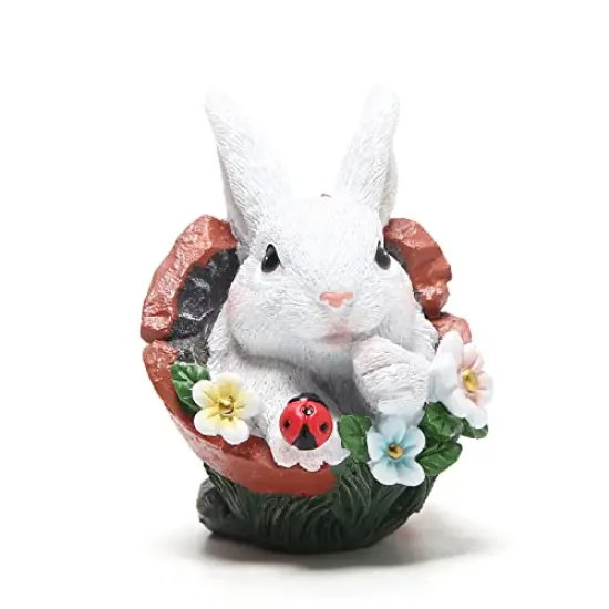 2 Pieces Easter Bunny Decorations Spring Home Decor Bunny Figurines(Spring Flower jar White Rabbit) {3}