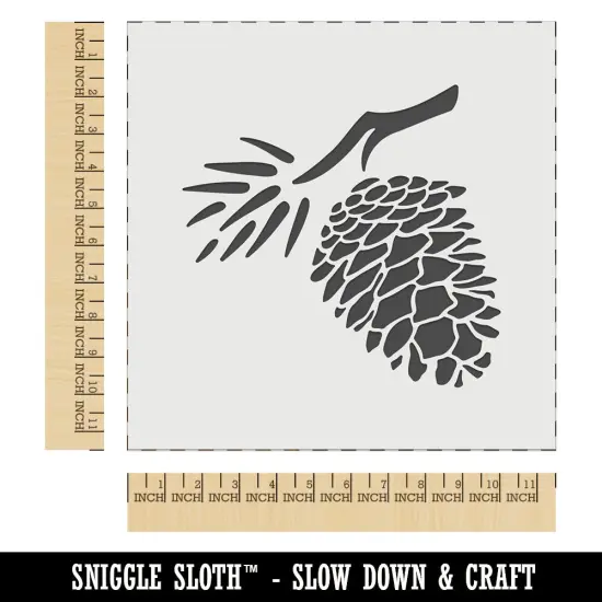 Pinecone on Branch Wall Cookie DIY Craft Reusable Stencil {1}