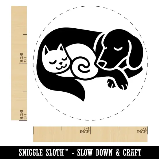 Dog and Cat Sleeping Self-Inking Rubber Stamp Ink Stamper for Stamping Crafting Planners Purple {1}