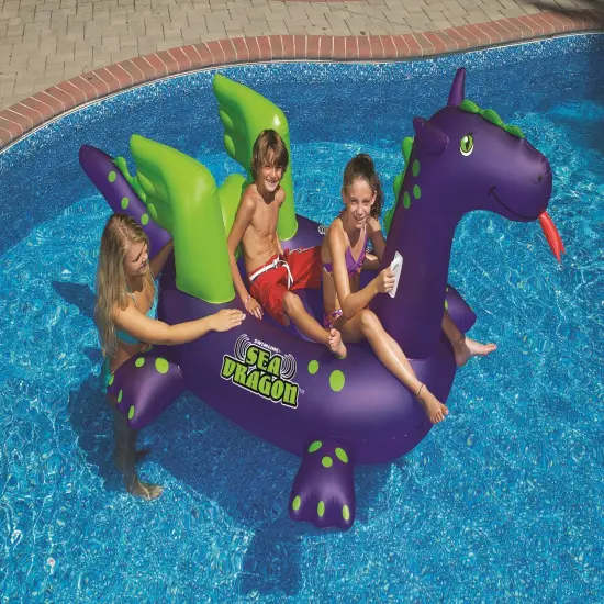 Swim Central Inflatable Purple and Green Sea Dragon Swimming Pool Float, 89-Inch {3}