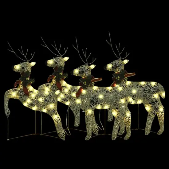 4 pcs Christmas Reindeers with 80 LEDs Gold {3}