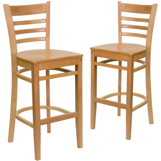 Emma and Oliver Bar Stools |&nbsp;Set of 2 Wood Bar Stools with Back NaturalWood {1}