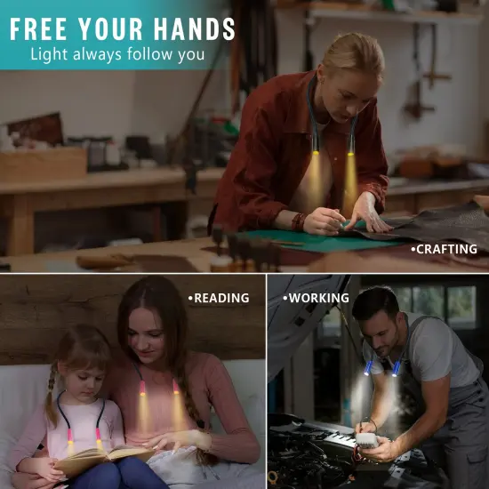 Lightweight Neck Reading Light, Book Light for Reading in Bed, Neck Light for Knitting,3 Colors,9 Brightness,Rechargeable,Hand Free,Portable,Long Lasting,Suitable for Crocheting,Sewing,Craft {5}