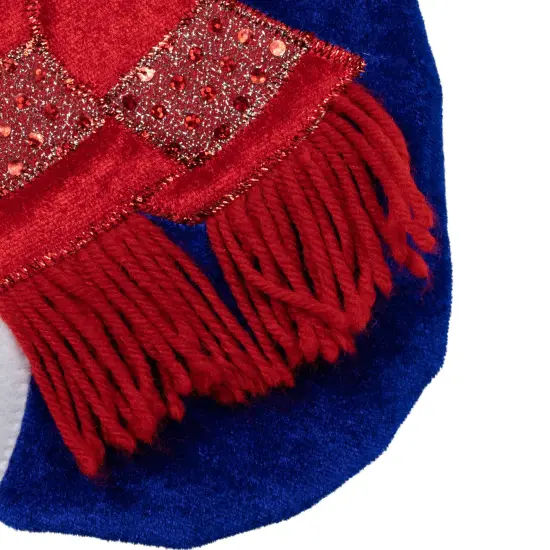 Northlight 24" Large Penguin and Bear Blue Velveteen Christmas Stocking with White Cuff {6}