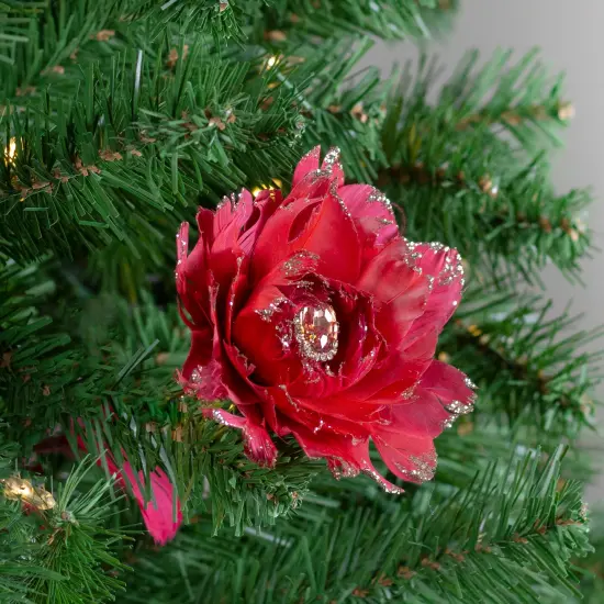 Northlight 20.75" Red Feather Peony Artificial Christmas Floral Pick {3}