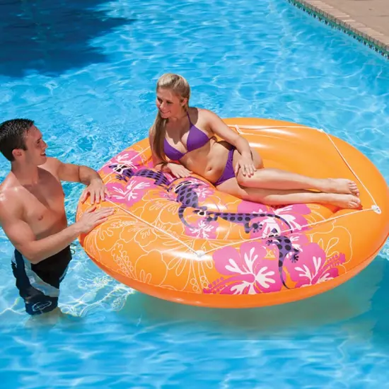 Swim Central 71" Inflatable Orange Hawaiian Jumbo Swimming Pool Raft {1}