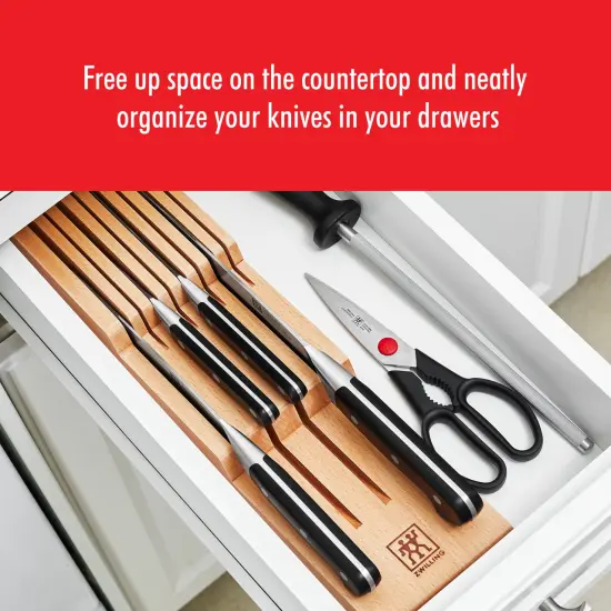 ZWILLING Pro 7-pc Knife Block Set with In-Drawer Knife Tray {4}
