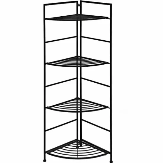 4-Tier Foldable Plant Shelf Sturdy Steel Frame with Hollow-Out Design for Drainage {1}