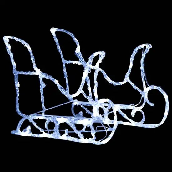 Reindeers & Sleigh Christmas Decoration 160 LEDs 51.2" Acrylic Cold white {4}