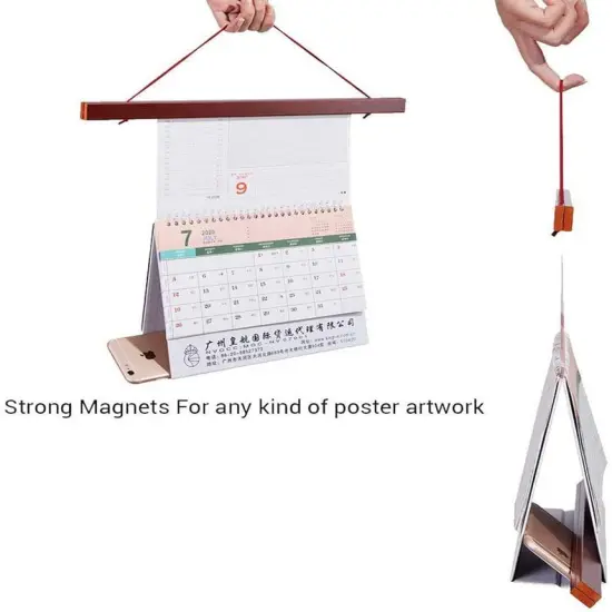 Magnetic Poster Hanger, 8x10 8x20 8x11 Poster Frame Wood Wooden Magnet Print Posters Dowel Scroll Hanger Hangers Hanging Kit for Walls Map Canvas Artwork (Mahogany, 8") {6}