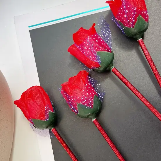 Wrapables Rose Flower Ballpoint Pens, Novelty Pens for Office, Valentine's Day, Mother's Day, and Party Favors (Set of 12) {5}