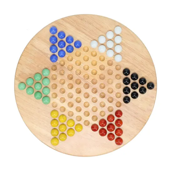 WE Games Solid Wood Chinese Checkers Set with Glass Marbles - 11.5 Inch {1}