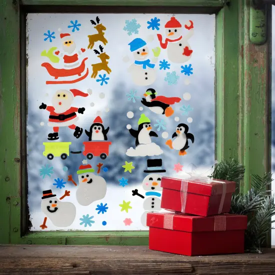 Northlight Set of 6 Double Sided Christmas Gel Window Clings Multi {3}