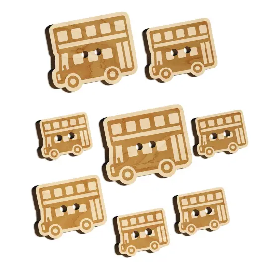 London Double Decker Bus Public Transportation Wood Buttons for Sewing Knitting Crochet DIY Craft {7}