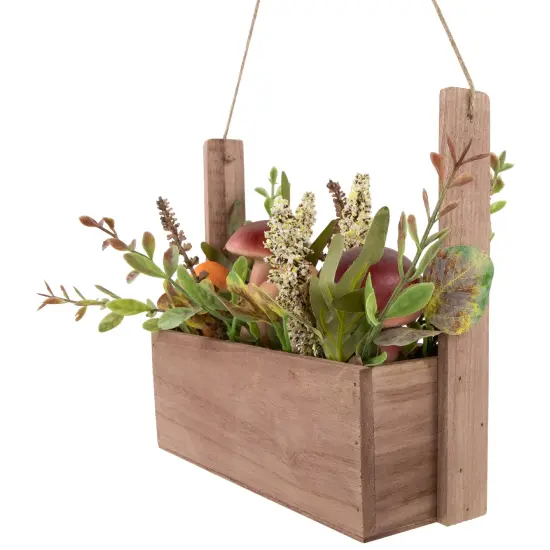 Northlight Mushroom and Fall Foliage Hanging Wooden Basket - 19" Orange {5}