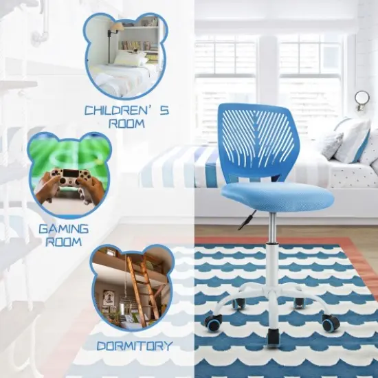 Adjustable Office Task Desk Armless Chair Blue {2}