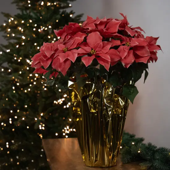 Northlight Artificial Christmas Poinsettia with Wrapped Base - 28" - Pink {3}
