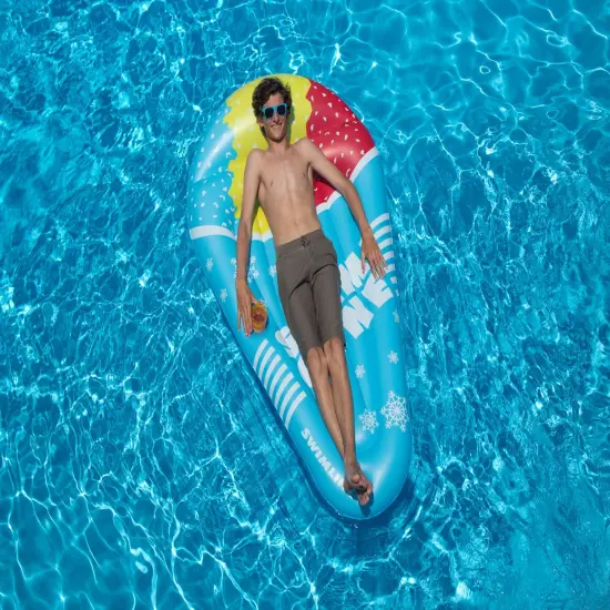 Swim Central Inflatable Swim Snow Cone Pool Mattress - 11" Blue {4}