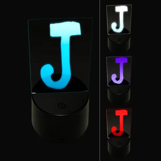 Letter J Uppercase Cute Typewriter Font 3D Illusion LED Night Light Sign Nightstand Desk Lamp {1}