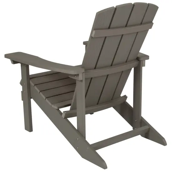 Emma and Oliver 4 Pack Outdoor All-Weather Poly Resin Wood Adirondack Chairs Green {9}