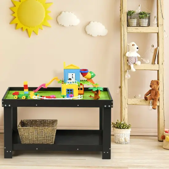 Solid Multifunctional Wood Kids Activity Play Table Brown {2}