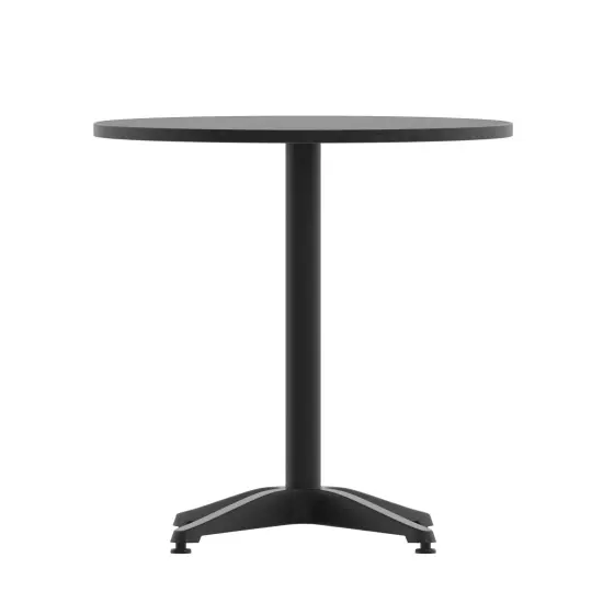 Emma and Oliver 27.5'' Round Aluminum Indoor-Outdoor Table with Base Black {3}