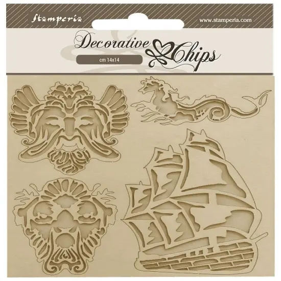 Stamperia Decorative Chips 5.5"X5.5"-Songs Of The Sea Sailing Ship {1}