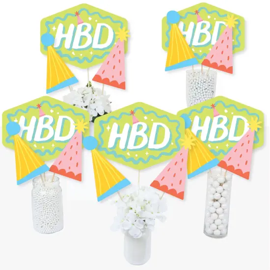 Big Dot of Happiness Party Time - Happy Birthday Party Centerpiece Sticks - Table Toppers - Set of 15 {3}