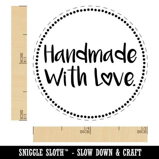 Handmade with Love Heart Dotted Circle Self-Inking Rubber Stamp for Stamping Crafting Planners Purple {1}