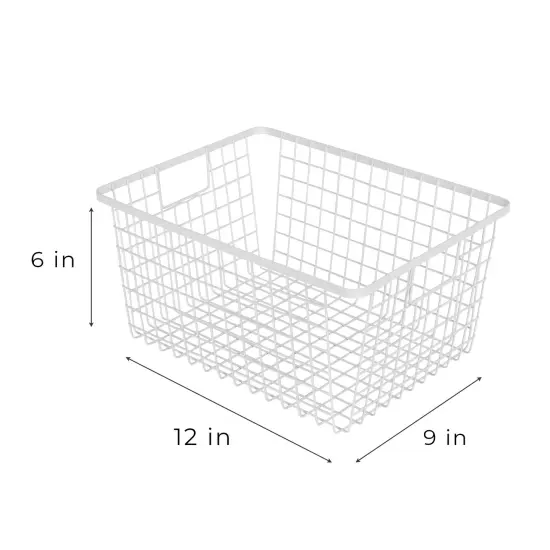 Smart Design Nestable Basket Organizer with Handles - Steel - 9 x 12 x 6 - White - Set of 4 {3}