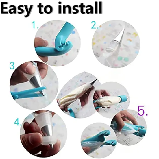 Cake Decorating Pen Tool Kit Pastry Bag DIY Cake Deco Tools Kit Pastry Icing Pen Piping Kit Bags(Blue) {5}