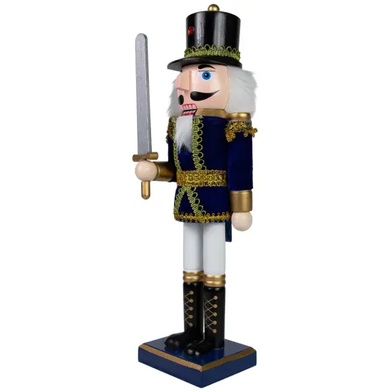 Northlight Christmas Nutcracker Soldier with Sword Decoration - 14" - Blue and White {4}